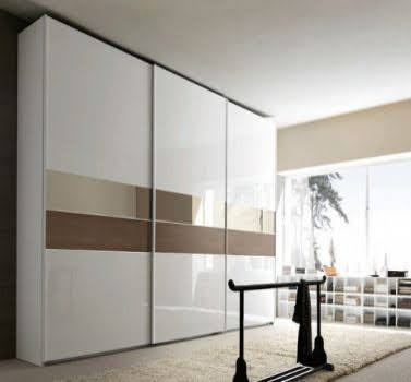 High-Gloss White & Cappuccino 3-Door Sliding Wardrobe